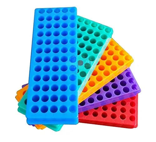 P-ABC Double Panel Microcentrifuge Tube Rack, 60-Well (5-Pack, Green/Red/Blue) | Autoclavable Polypropylene Lab Organizer thumbnail 1