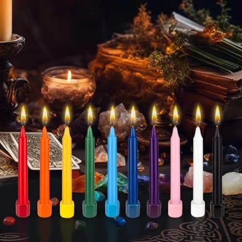 Mega Candles Mini Taper Spell Candles 40 Count | Unscented Gold Mini Tapers for Rituals & Decor thumbnail 6
