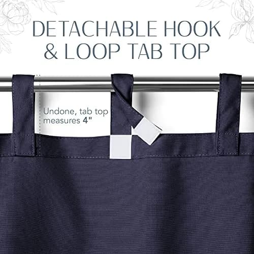 Threadmade Matine Solid Tab Top Indoor/Outdoor Window Curtain, Blue - 52" W x 95" L | UV 50+ Water-Resistant thumbnail 5
