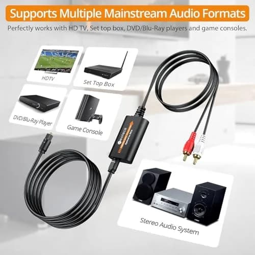 Neoteck 192kHz DAC Converter 47g (1.66 oz) | Converts Optical to RCA for Clearer Audio thumbnail 4