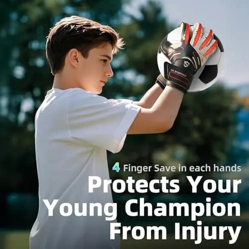 Sportout Goalkeeper Gloves Size 7 Black | Strong Grip & Finger Protection thumbnail 4