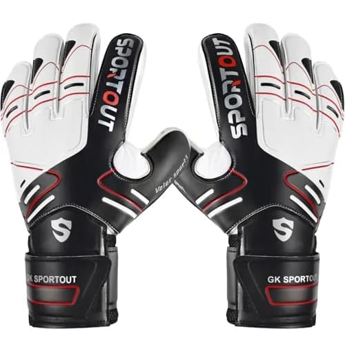 Sportout Goalkeeper Gloves Size 7 Black | Strong Grip & Finger Protection thumbnail 1