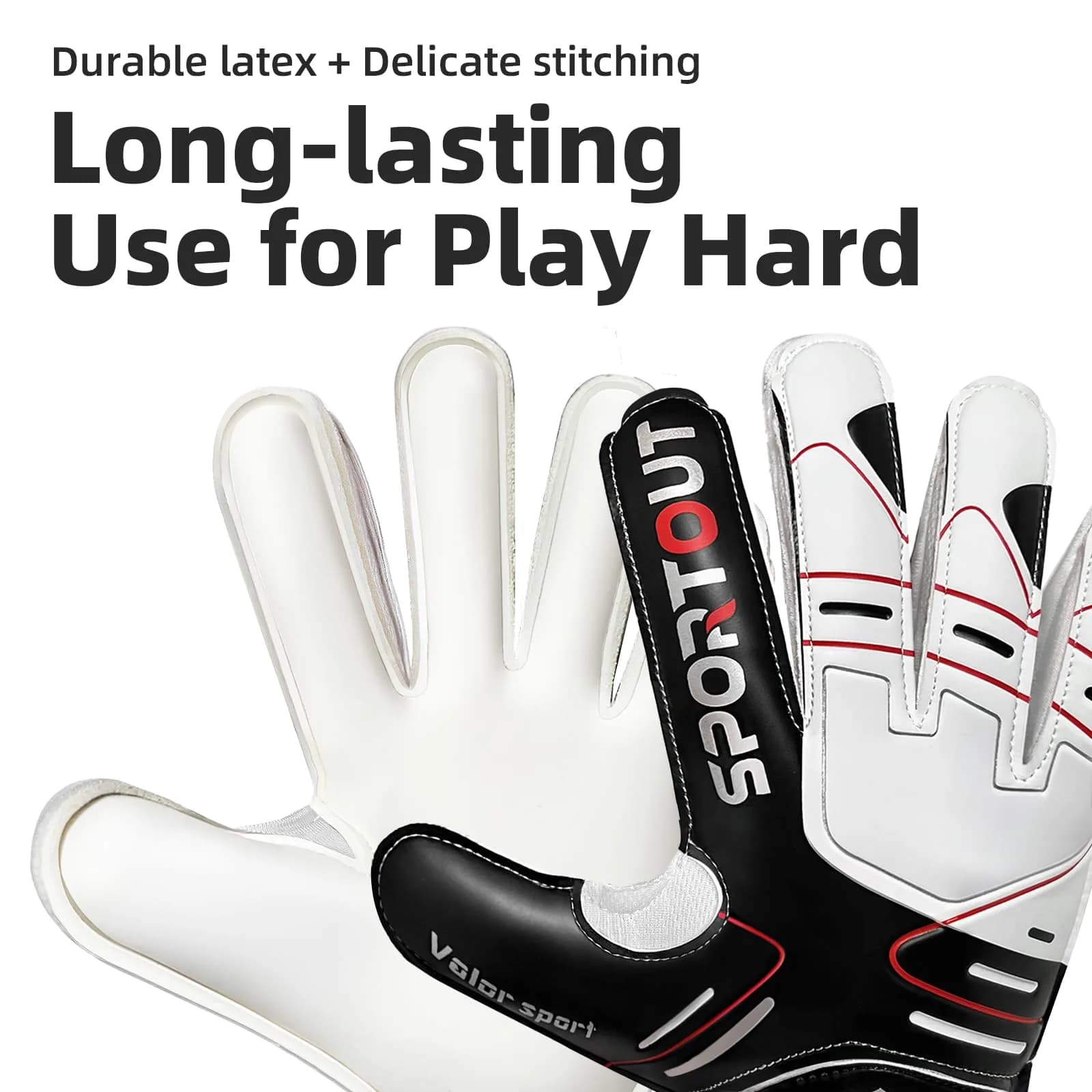Sportout Goalkeeper Gloves Size 7 Black | Strong Grip & Finger Protection - view 8