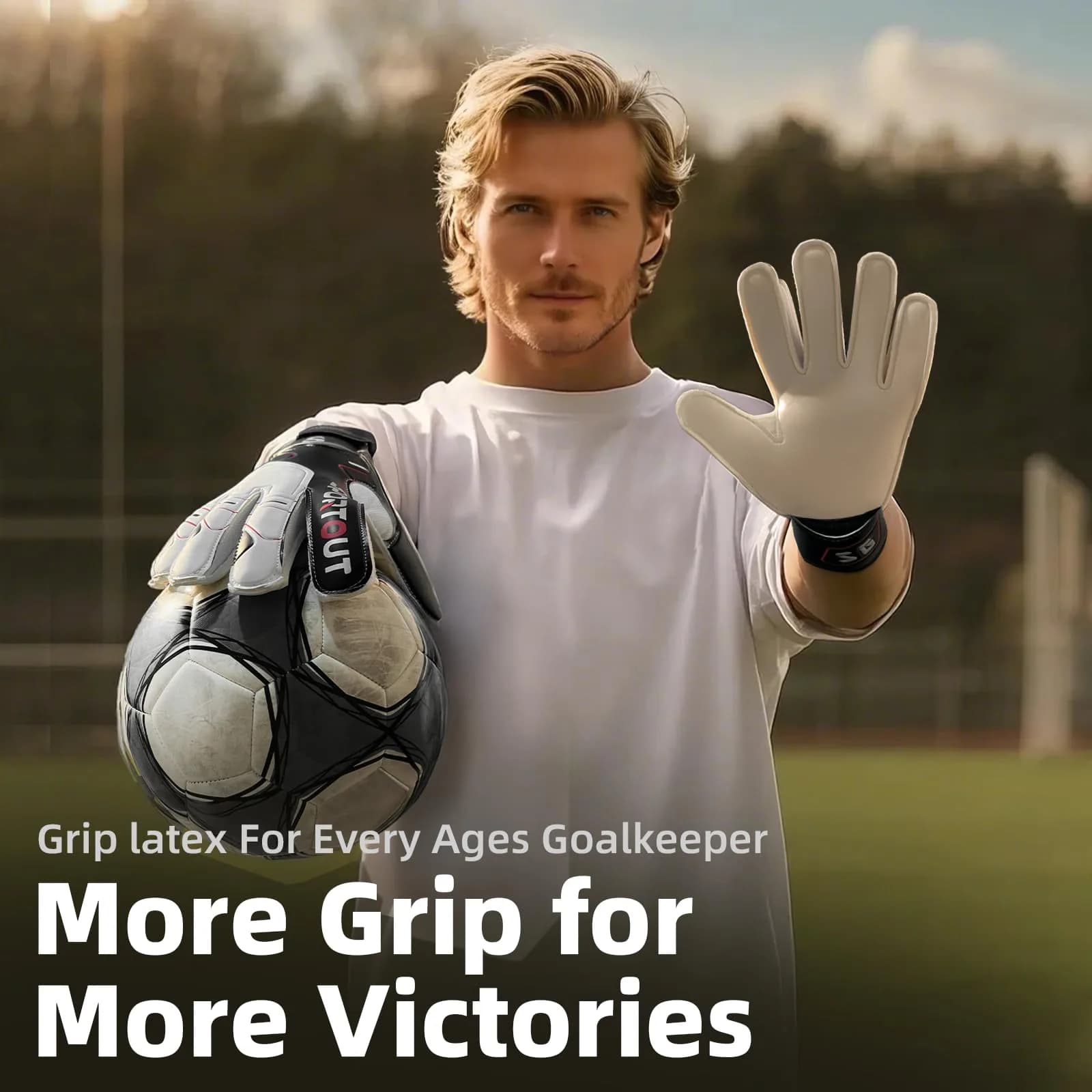 Sportout Goalkeeper Gloves Size 7 Black | Strong Grip & Finger Protection - view 3
