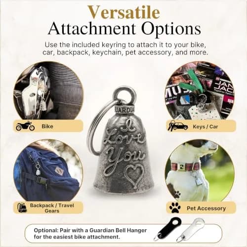 Guardian Bell The Original Good Luck Bell w/Keyring & Black Velvet Gift Bag | Motorcycle Bell | Lead-Free Pewter | Good Luck Gift to Friends & Family | Bike Bell | Made in USA thumbnail 9