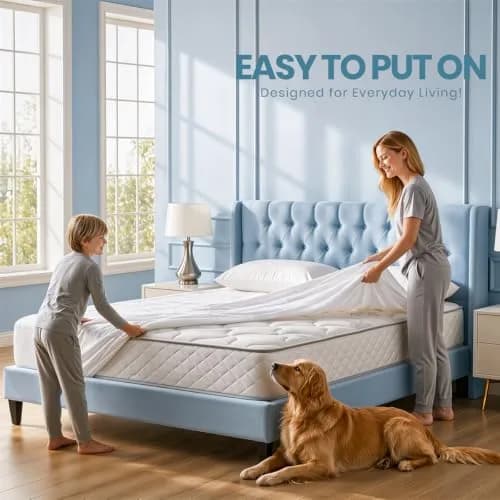 Utopia Bedding Waterproof King Size Mattress Protector 78x80x17 Inches | Breathable Terry Top, Deep Pocket thumbnail 7
