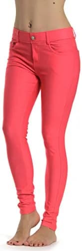 Prolific Health Women's Jean Look Jeggings Tights Many Colors Spandex Leggings Pants | Slim Fit, Breathable Cotton-Polyester-Spandex Blend (Coral) thumbnail 2