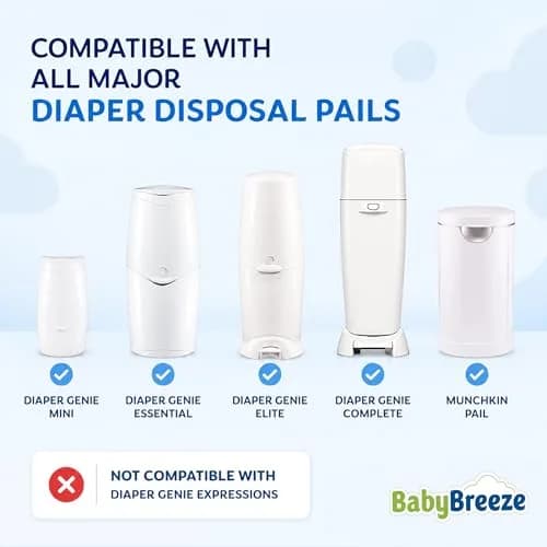 BabyBreeze Diaper Pail Refill Bags Compatible with Playtex Diaper Genie Pails Odor Absorbing 280 Count | Reliable Odor Containment thumbnail 4