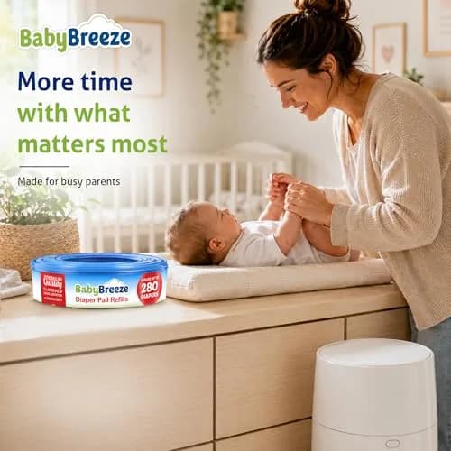 BabyBreeze Diaper Pail Refill Bags Compatible with Playtex Diaper Genie Pails Odor Absorbing 280 Count | Reliable Odor Containment thumbnail 8
