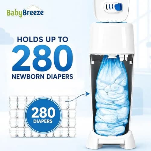 BabyBreeze Diaper Pail Refill Bags Compatible with Playtex Diaper Genie Pails Odor Absorbing 280 Count | Reliable Odor Containment thumbnail 2