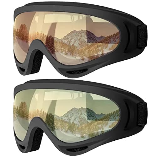 COOLOO Ski Goggles 2 Pack UV400 Impact-Resistant Snowboard Goggles for Men Women Kids thumbnail 1