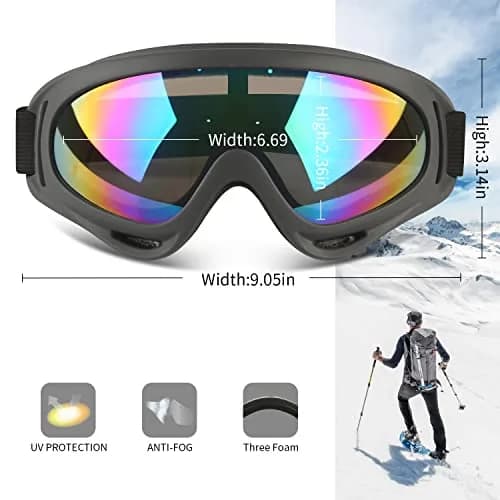 COOLOO Ski Goggles 2 Pack UV400 Impact-Resistant Snowboard Goggles for Men Women Kids thumbnail 3