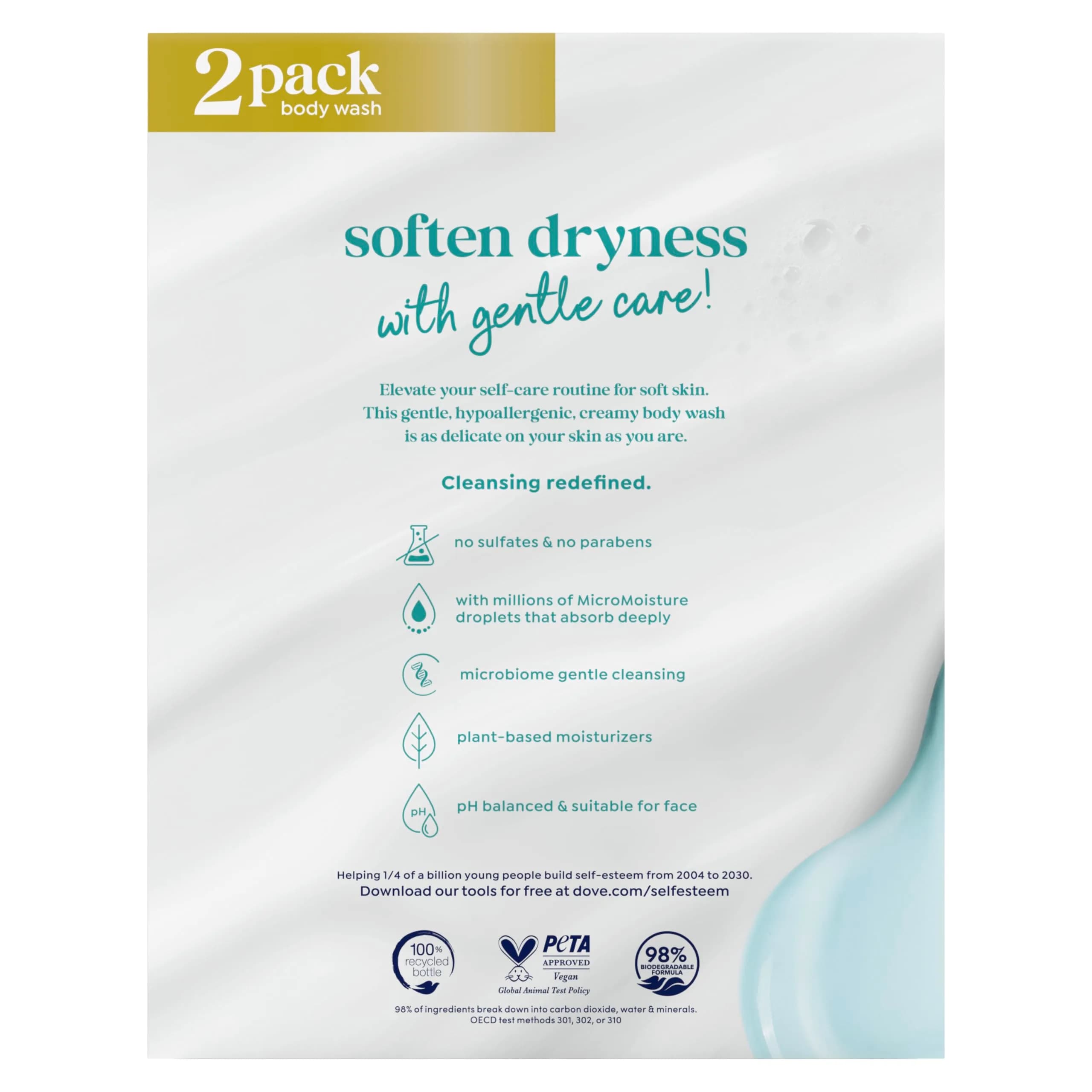 Dove Sensitive Skin Hypoallergenic Body Wash | Dermatologist Recommended Gentle Cleanser for Dry Skin - view 2