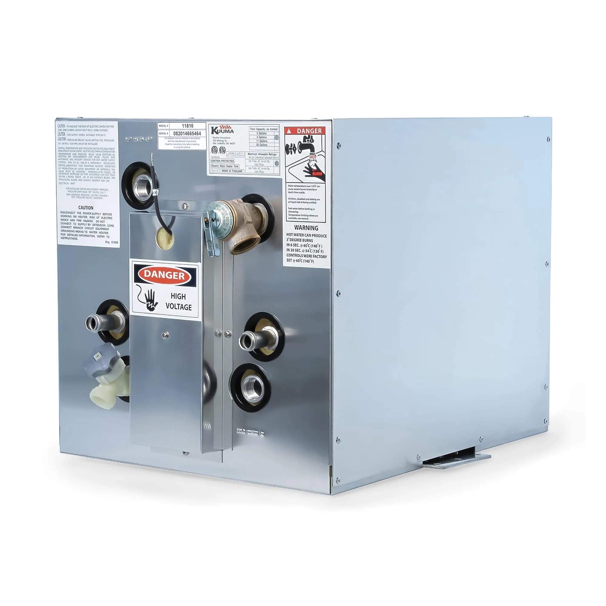 Kuuma Marine Water Heater 120V | 6 Gallon Capacity, Gray, Side Mount, Front Exchange