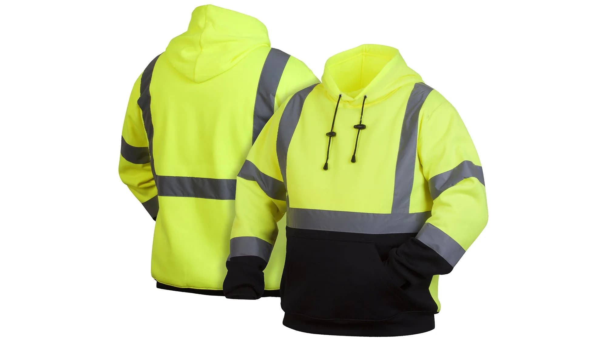 Pyramex Safety Pullover Sweatshirt With Black Bottom Hi Vis Lime, Extra Large | ANSI 107-2020 Type R Class 3 Rated — XX-Large