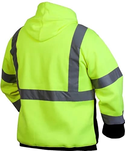 Pyramex Hi Vis Lime Class 3 Safety Pullover Sweatshirt With Hood & Black Bottom 5X Large thumbnail 2