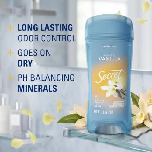 Secret Fresh Antiperspirant Deodorant for Women, Cozy Vanilla Scent, 72hr Protection, Clear Gel 73ml (2.6 oz) thumbnail 2