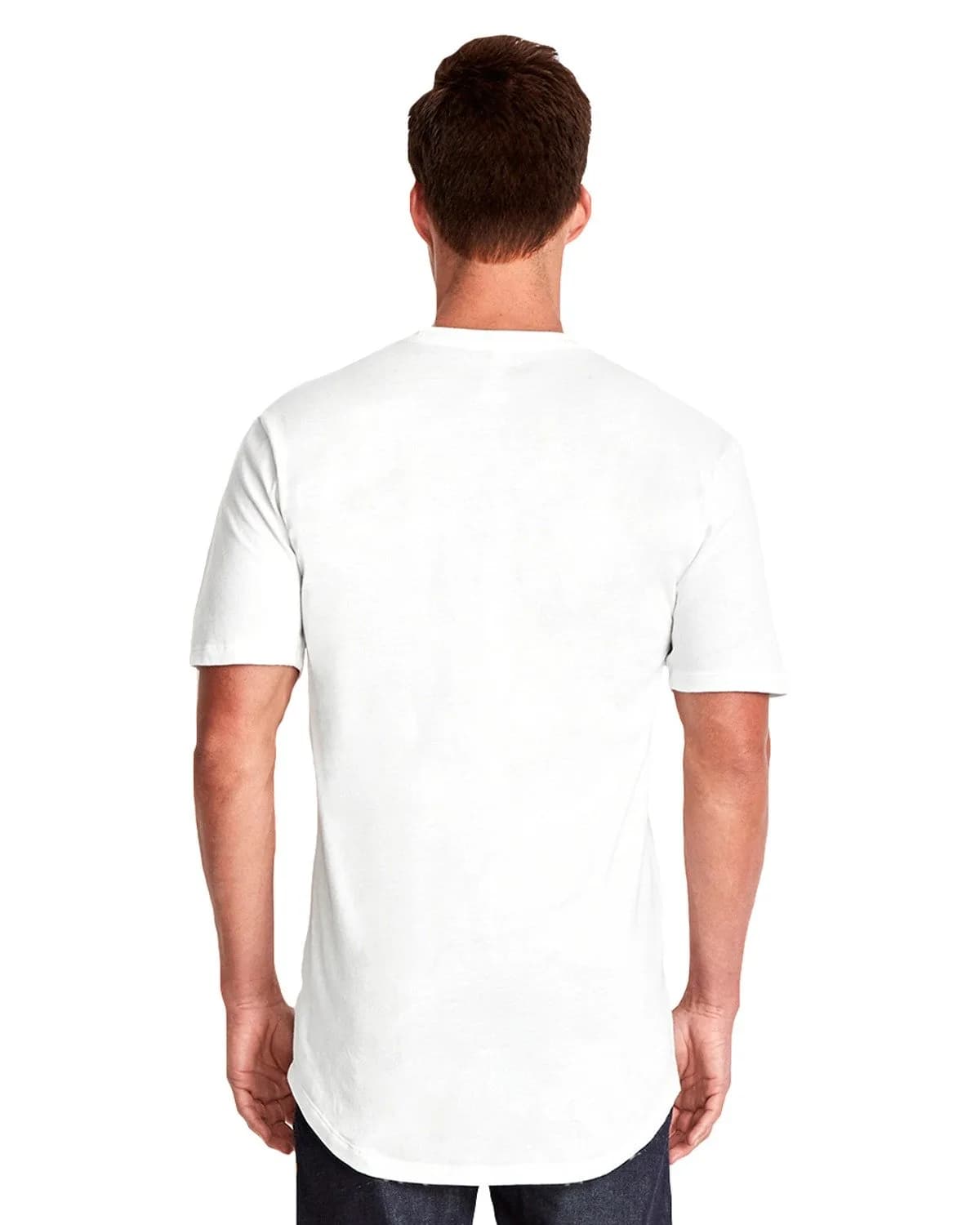 The Next Level Men's Cotton Long Body Crew M WHITE | Classic Casual Fit, 100% Cotton, Short Sleeve, Heather Grey 90/10, Curved Hem — White / Small