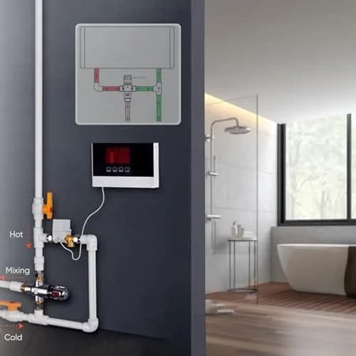 Fyeer Thermostatic Mixing Valve DN15 G1/2" Brass with Plastic Knob | Temperature Control Anti Scald thumbnail 4