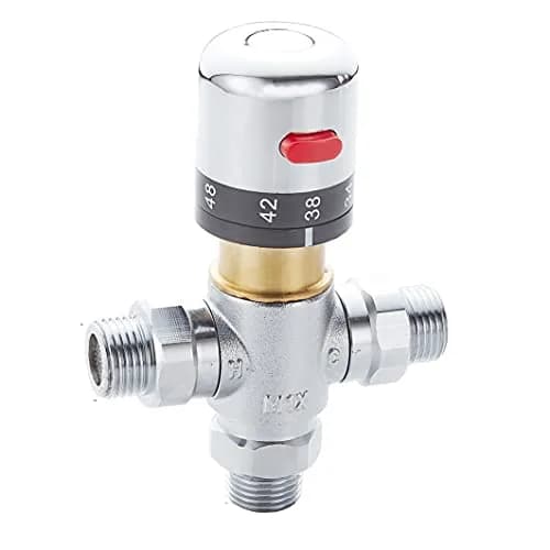 Fyeer Thermostatic Mixing Valve DN15 G1/2" Brass with Plastic Knob | Temperature Control Anti Scald thumbnail 1
