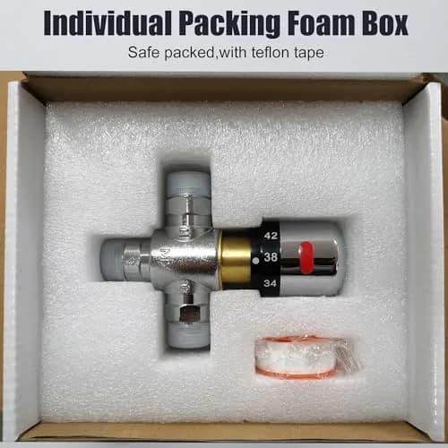 Fyeer Thermostatic Mixing Valve DN15 G1/2" Brass with Plastic Knob | Temperature Control Anti Scald thumbnail 7