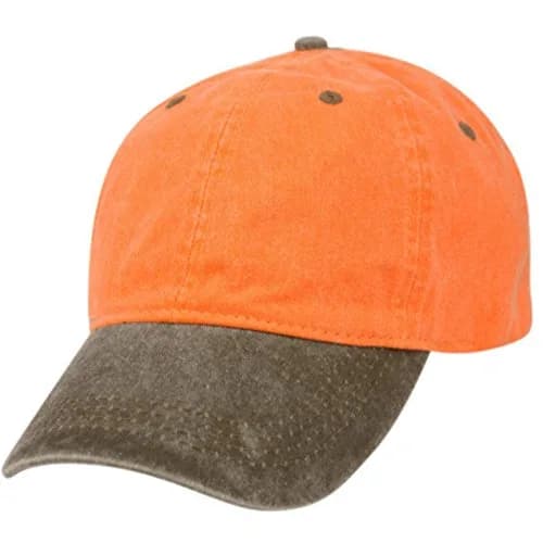 E-Flag Pigment Dyed Washed Cotton Cap - Adjustable Baseball Style in Orange/Brown thumbnail 1