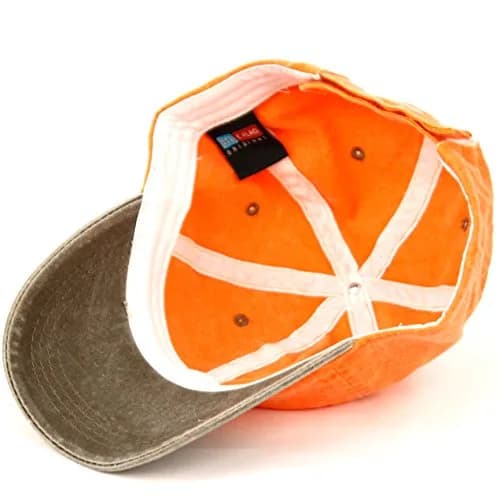E-Flag Pigment Dyed Washed Cotton Cap - Adjustable Baseball Style in Orange/Brown thumbnail 3