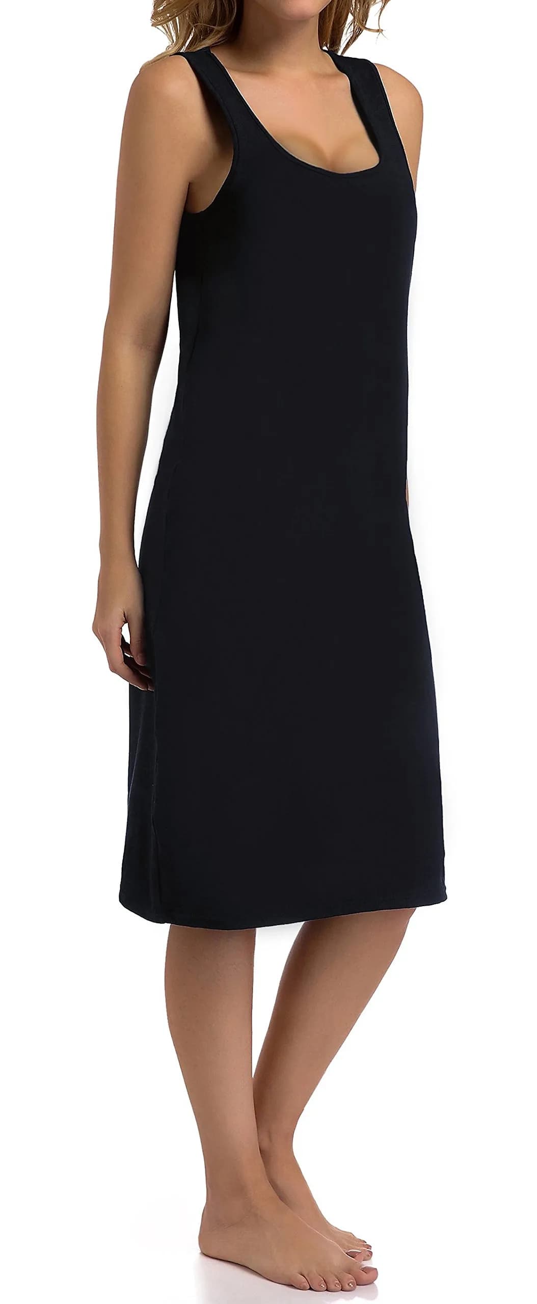 Chamllymers Women's Nightgown Sleeveless Cotton Sleepwear XL | Soft, Loose & Comfortable — Black