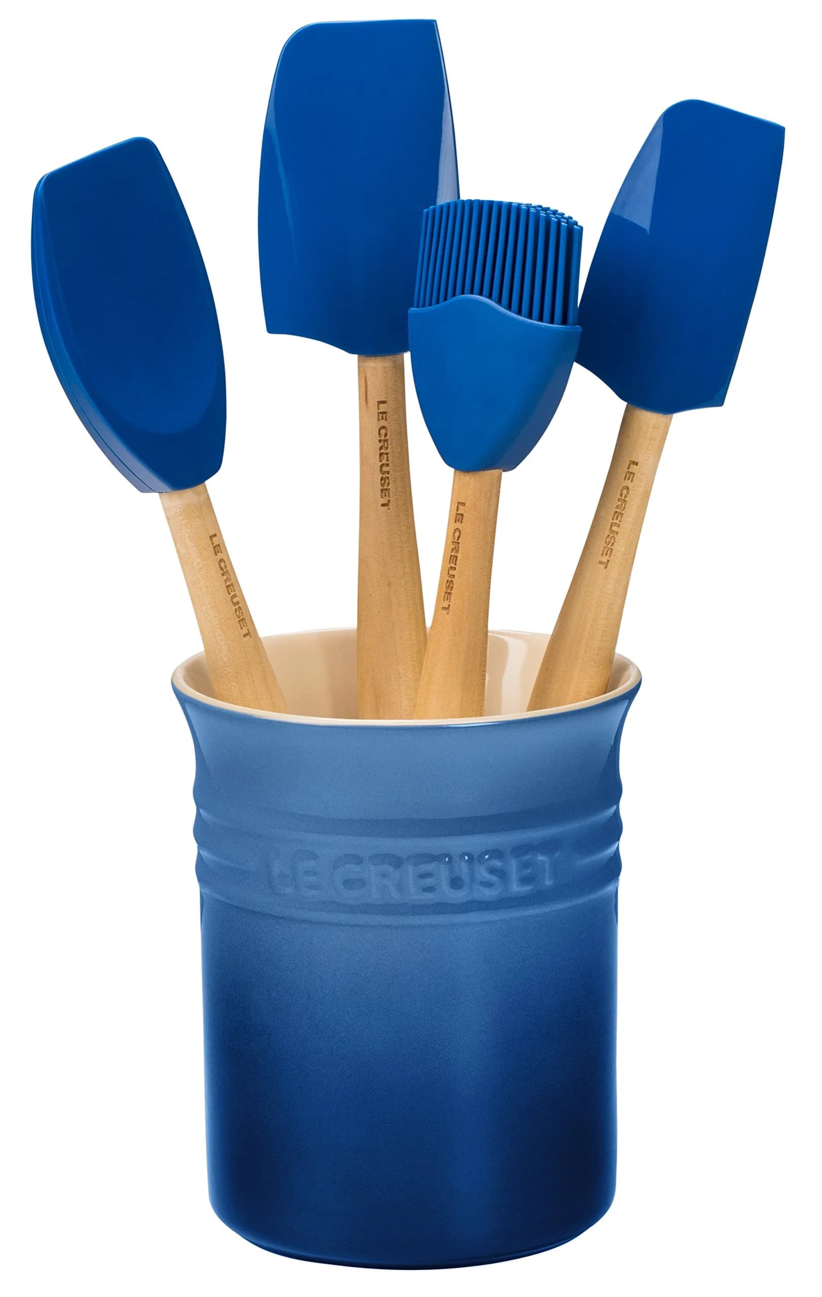 Le Creuset Stoneware & Silicone 5pc. Utensil Crock Set with 3 Silicone Utensils, Peche — Marseille