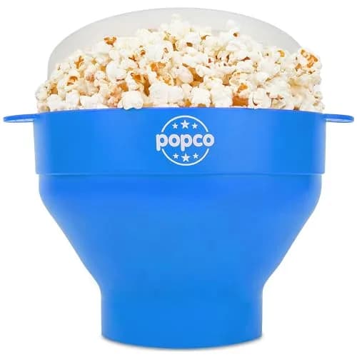 POPCO Silicone Popcorn Maker with Handles - 15-Cup Capacity Microwave Popper - Collapsible Bowl, Heat-Resistant, Easy to Clean, Light Blue | Makes Fresh Popcorn in Minutes thumbnail 1