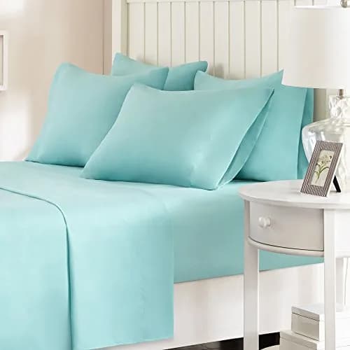 Comfort Spaces Microfiber Deep Pocket Full Sheet Set 4 pcs Aqua | 14-inch Pocket Depth, Solid Color thumbnail 1