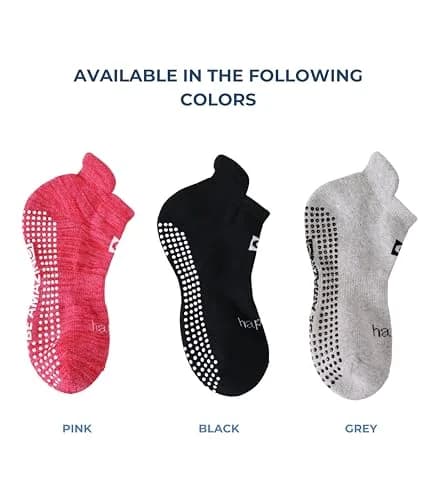 Live Happy Be Healthy Non-slip Pilates Socks with Grips for Women, 2 Pairs, Black | Toeless, Ankle Length, Grip Socks thumbnail 6