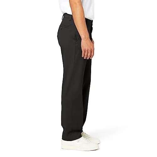 Dockers Men's Straight Fit Khaki Pants Black 32W x 30L | Wrinkle-Free, Stretch Comfort thumbnail 2