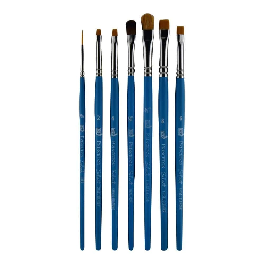 Princeton Select Artiste Series 3750 Paint Brush Set of 7 | Nylon Bristle for Acrylic, Watercolor, Oil - view 2