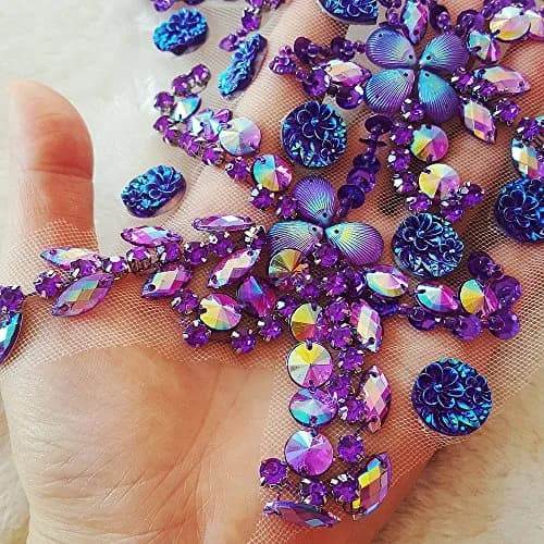 succi shan purple fabric_applique_patch | Bright Beaded Flower Appliques for Wedding Dresses thumbnail 4