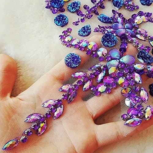 succi shan purple fabric_applique_patch | Bright Beaded Flower Appliques for Wedding Dresses thumbnail 3