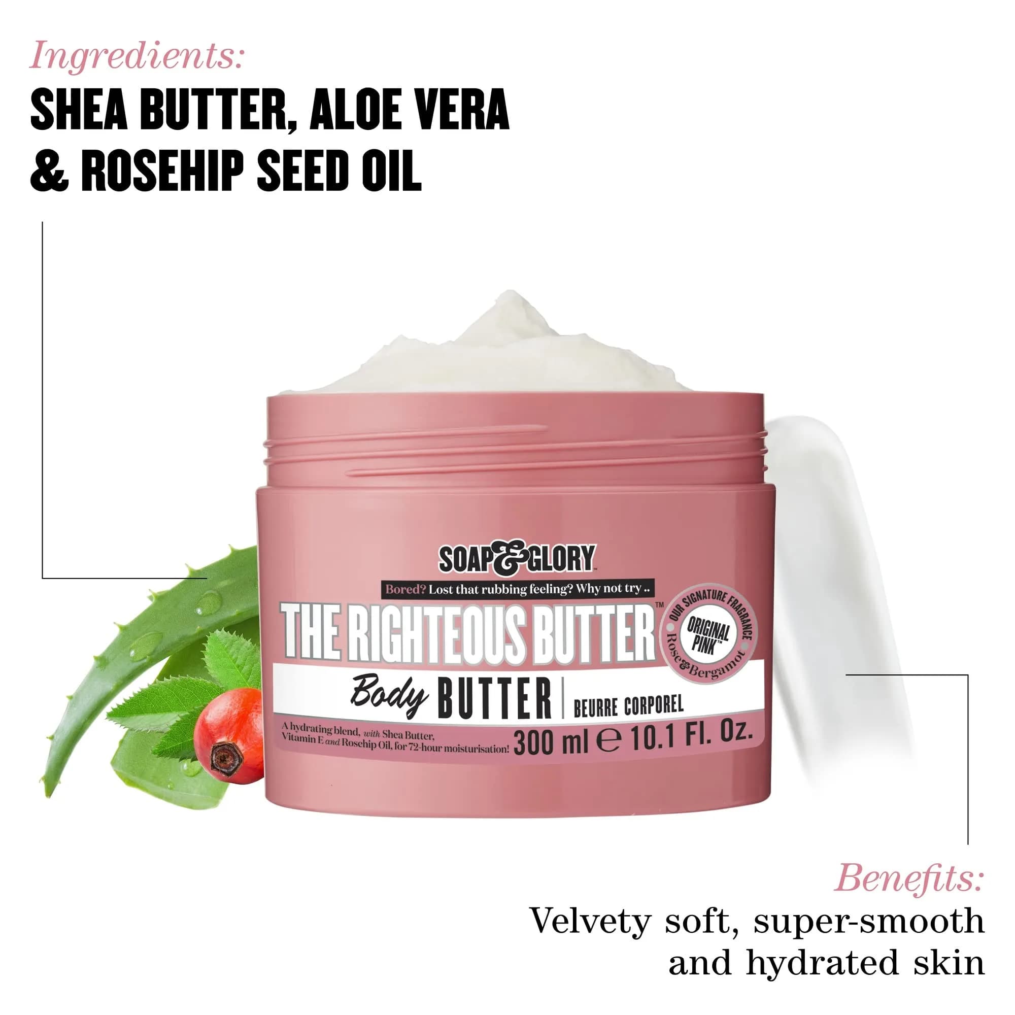 Soap & Glory The Righteous Body Butter 300ml (10.1 Fl Oz) | Clinically Proven 72-Hour Hydration - view 5