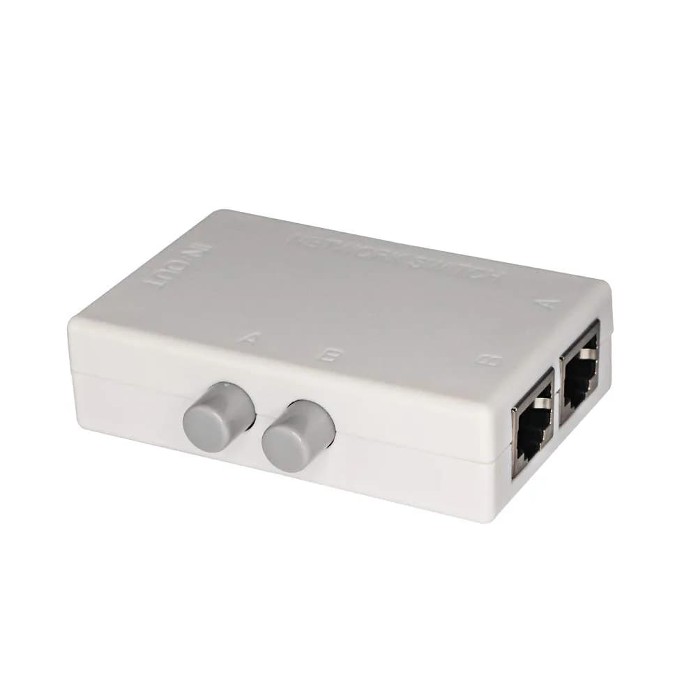 SinLoon RJ45 Network Switch 2-Port | Compact 100MHz Ethernet Splitter for Safe, Easy Network Sharing — white
