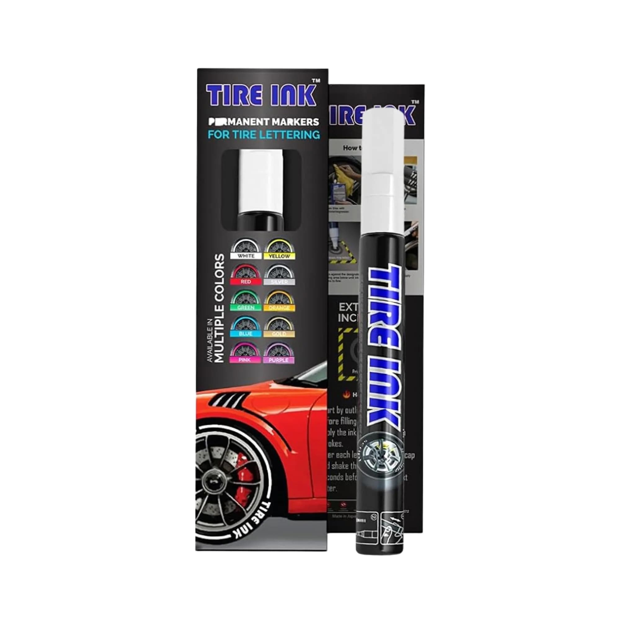 Tire Ink Green Color Tire Paint Pen - Waterproof Permanent Paint Pens for Car Wheels Lettering | 0.5mm Fine Tip — White