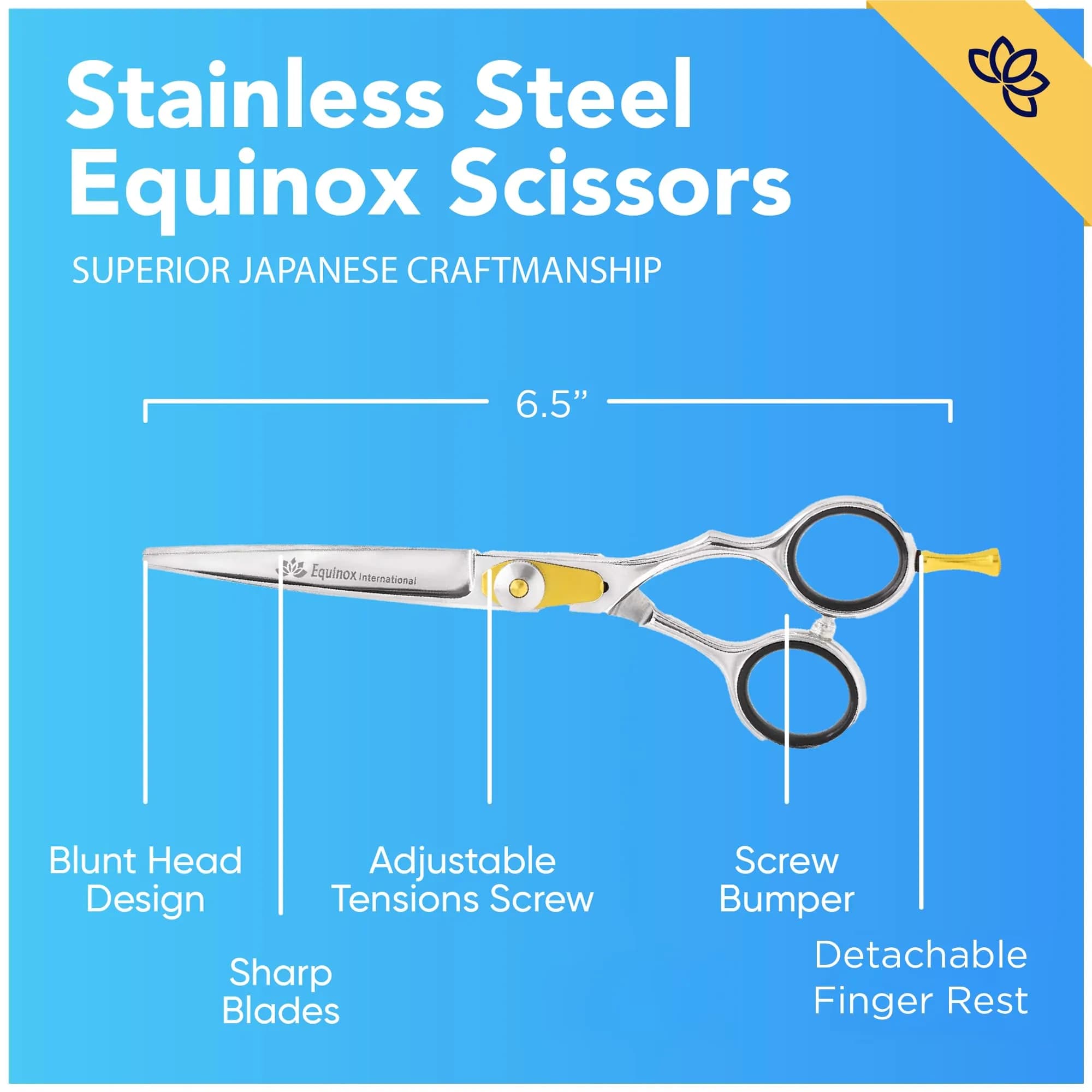 Equinox International Silver Black 6.0" Barber Hair Cutting Shears | Japanese Stainless Steel, Ergonomic Grip - view 2