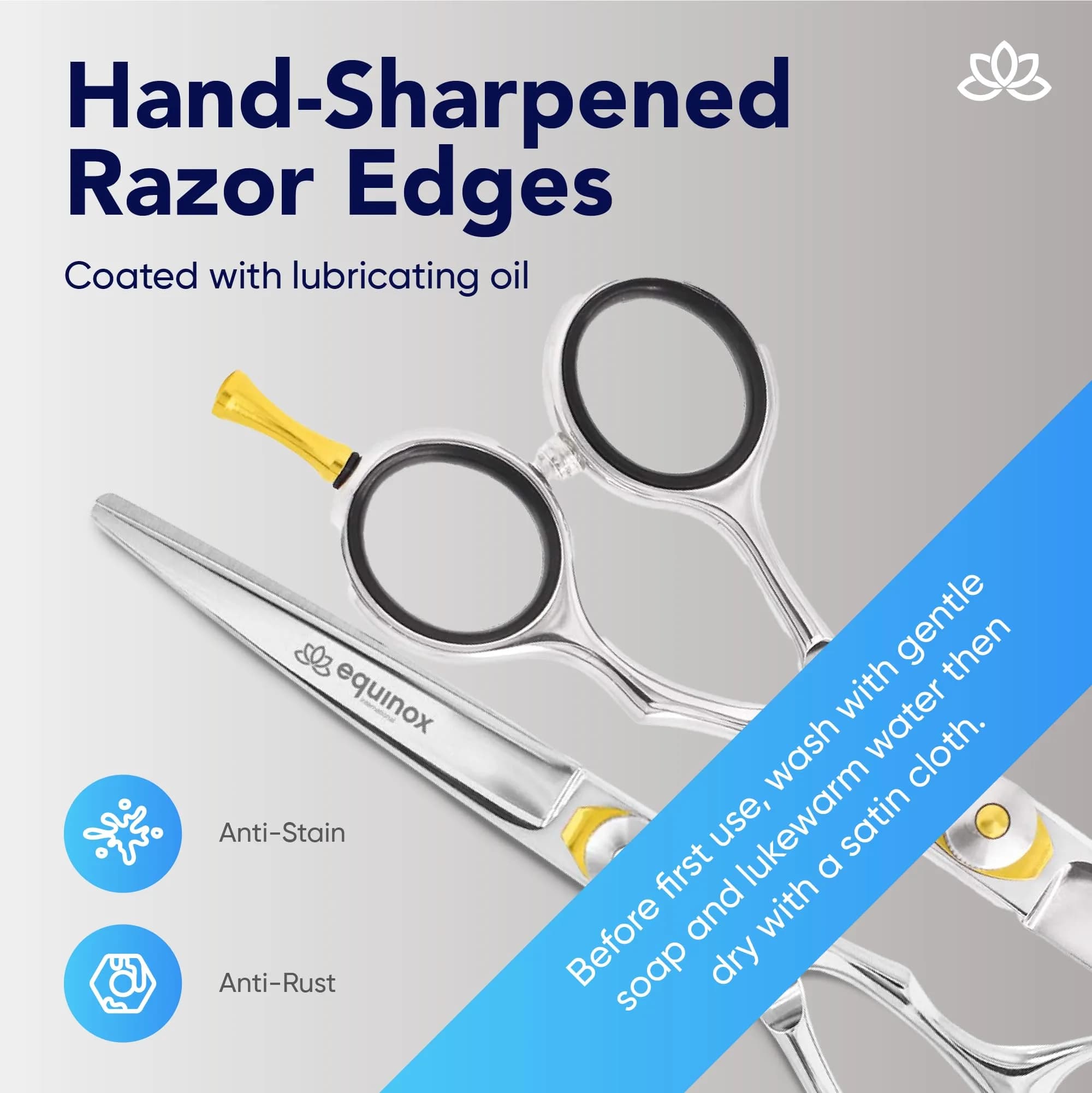 Equinox International Silver Black 6.0" Barber Hair Cutting Shears | Japanese Stainless Steel, Ergonomic Grip - view 3