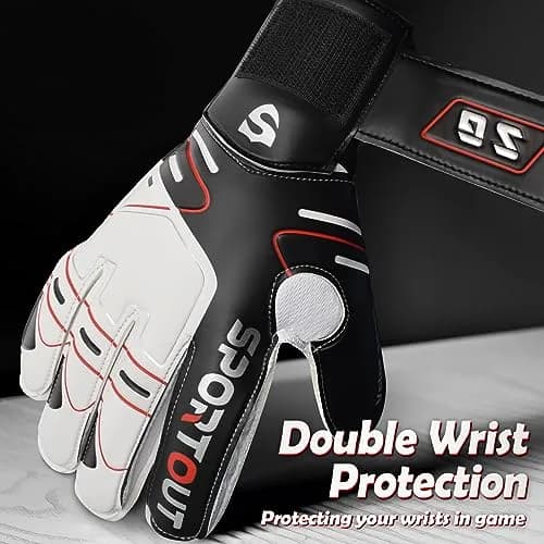 Sportout Black Goalkeeper Gloves Size 8 | Strong Grip & Finger Protection thumbnail 5