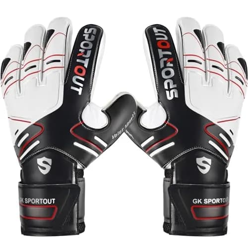 Sportout Black Goalkeeper Gloves Size 8 | Strong Grip & Finger Protection thumbnail 1