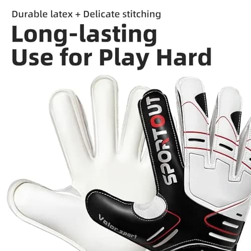 Sportout Black Goalkeeper Gloves Size 8 | Strong Grip & Finger Protection thumbnail 8
