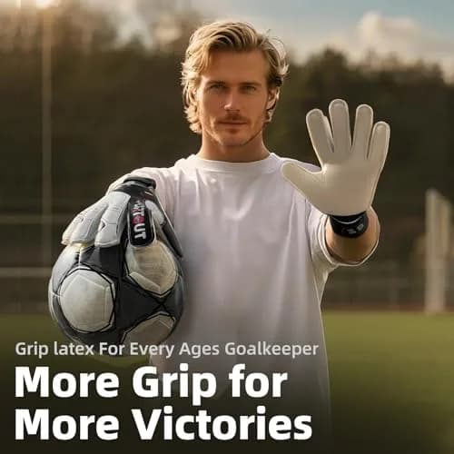 Sportout Black Goalkeeper Gloves Size 8 | Strong Grip & Finger Protection thumbnail 3