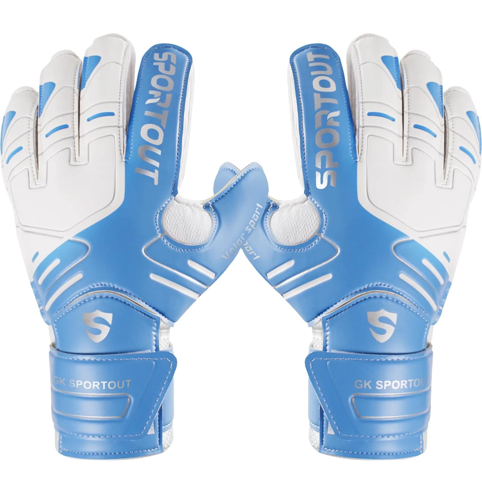 Sportout Goalkeeper Gloves Size 8 Blue | Strong Grip & Finger Protection for Toughest Saves - main product image