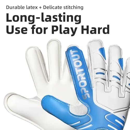 Sportout Goalkeeper Gloves Size 8 Blue | Strong Grip & Finger Protection for Toughest Saves thumbnail 8