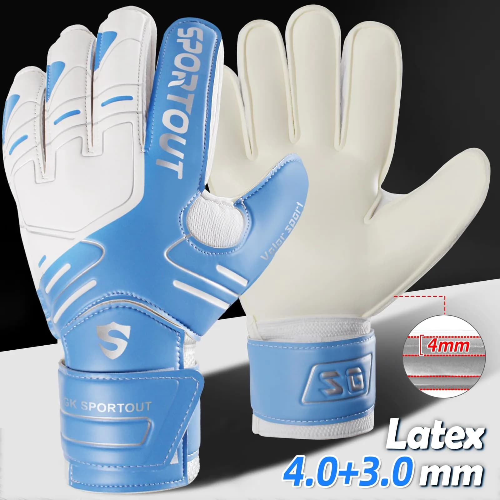 Sportout Goalkeeper Gloves Size 8 Blue | Strong Grip & Finger Protection for Toughest Saves - view 2