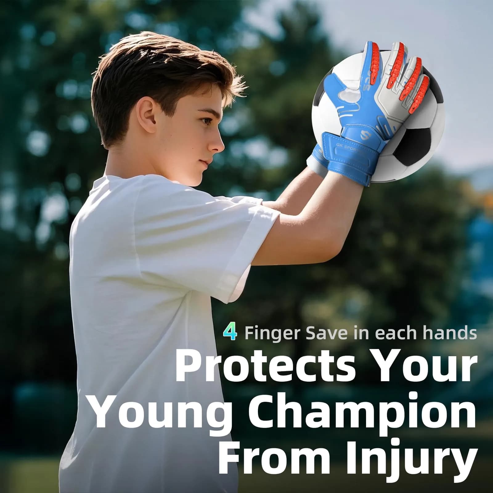 Sportout Goalkeeper Gloves Size 8 Blue | Strong Grip & Finger Protection for Toughest Saves - view 4
