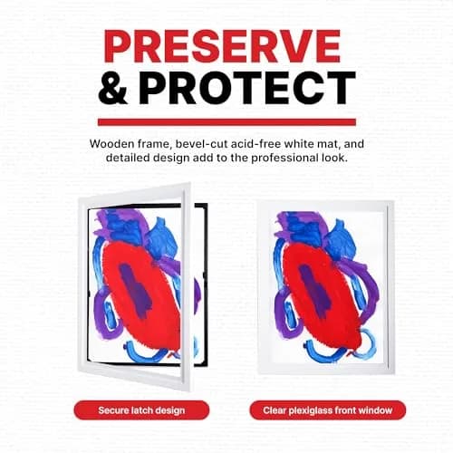 Dynamic Frames Li’l Davinci Front-Open 2-Pack Kids Art Frames, Wooden for 18x24 Artwork, Certificates, Store up to 50, White thumbnail 5